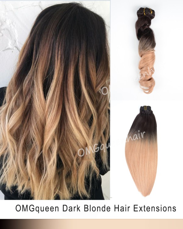 Ombre Dark Blonde Clip In Hair Extensions High Quality [ICP06]