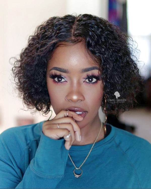 Bad Boss Vibe Short Pixie Curly Bob Brazilian Hair Lace Front Wigs  [BMW35]-omgqueen.com