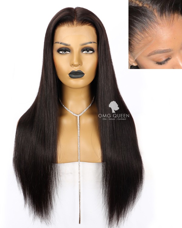 Glueless Silky Straight 13 6in Lace Front Wig Affordable Virgin Human Hair SMW08 omgqueen