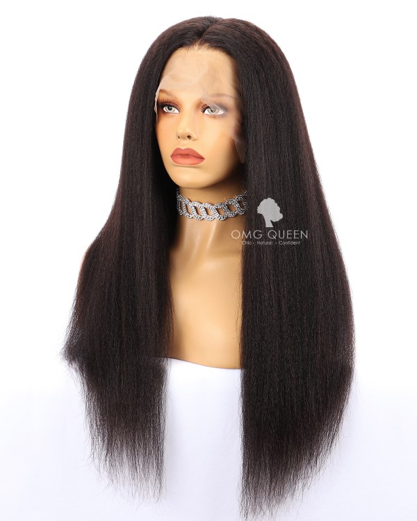 High Quality 180 Density Kinky Straight 360 Frontal Wig Malaysian