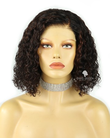 12in Curly Brown Highlight 5X5 HD Lace Closure Glueless Lace Bob Wig [SHW05]