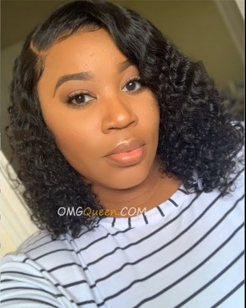 180% Density Glueless Deep Parting Curly Bob Lace Wig Affordable Virgin Bazilian Human Hair [BMW31]