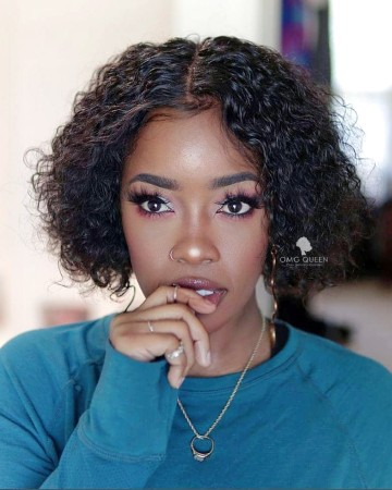 Bad Boss Vibe Short Pixie Curly Bob Brazilian Hair Lace Front Wigs [BMW35]