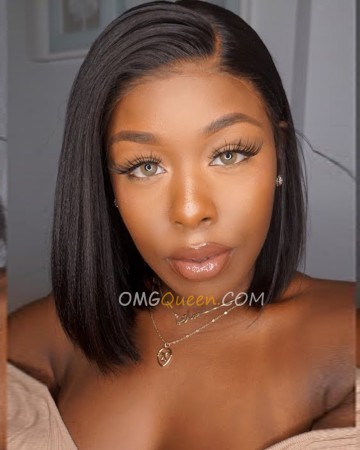 Affordable Natural Curved Part Everyday Wig Brazilian Virgin Lace Front Bob Lace Wig [BMW23]