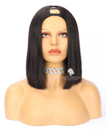Affordable Straight Bob style Virgin Human Hair U Part Wigs [UPW08]