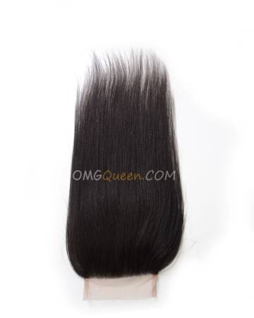 Virgin Brazilian Yaki Straight 4X4inches Lace Closure Natural Color Affordable Hair [BLC04]