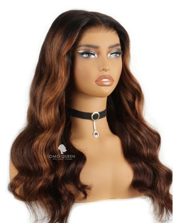 250% Density Glueless 9x6 Highlight Brown Loose Wave HD Lace Wig [HGW05]
