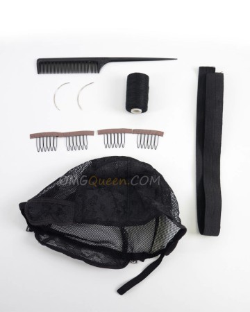 Making Wig Set, One Weaving Cap,Four Wig Combs,Two Needles, One Thread,One Tail Comb,20inches Bands [CT22]