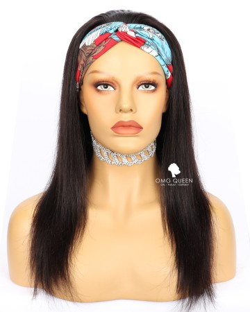 Affordable Virgin Human Hair Silky Straight  Headband Wig [HBW01]