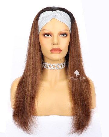Brown With Highlight Headband Wig Affordable Virgin Human Hair [HBW04]