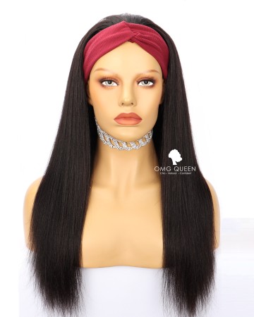 Affordable Virgin Human Hair Yaki Straight Headband Wig [HBW06]