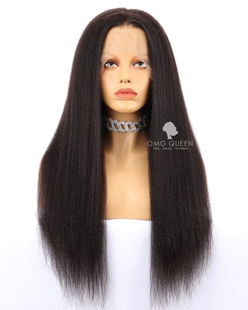 High Quality 180% Density Kinky Straight 360 Frontal Wig Malaysian Virgin Hair Affordable Wig [MTW03]