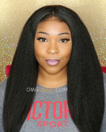 Virgin Brazilian Hair Kinky Straight Lace Front Wigs Unprocessed Hair [BLW06]