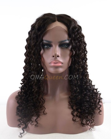 Highest Quality Indian Virgin Hair 18in Deep Wave Lace Front Wig 130% Density 3 Colors Available [CS42]