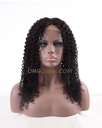 Highest Quality Indian Virgin Hair 20in Kinky Curl Lace Front Wig 130% Density #1B & #2 Color[CS41]