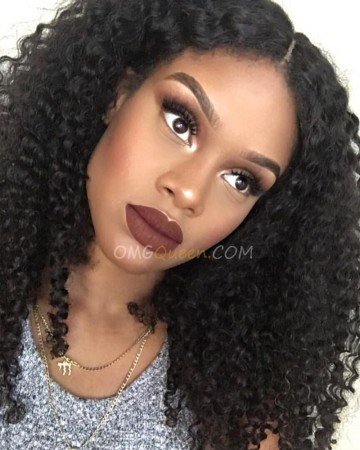 Natural Color Kinky Curl Indian Virgin Hair Lace Front Wigs High Quality Human Hair Wig [ILW07]