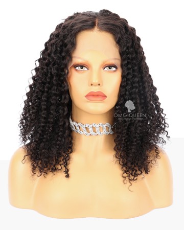 High Quality Natural Color Kinky Curl Silk Base Lace Wigs Indian Virgin Hair [ISW08]