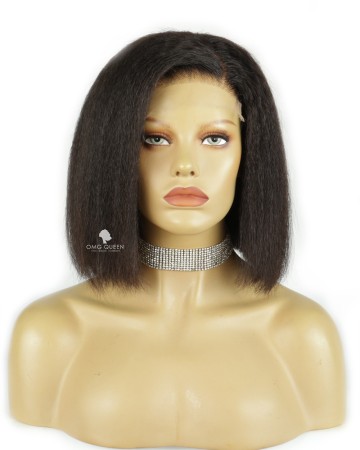 Kinky Straight 5X5 HD Lace Closure Glueless HD Lace Bob Wig [SHW01]