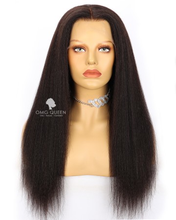 Affordble Kinky Straight 13*6in Lace Front Wig Invisible Single Knots Virgin Brazilian Hair[SMW09]