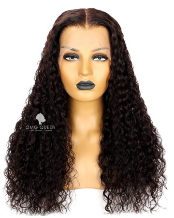 Natural Curly13*4in Fake Scalp Lace Front Wig Invisible Knots Virgin Human Hair [SMW03]