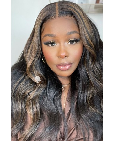 April Mix Brown Highlights Virgin Human Hair Lace Wig [BLW14]