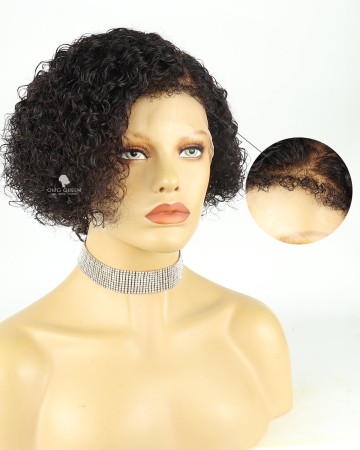 Glueless Short Pixie Cut Natural Curly Bob Lace Wig Affordable Virgin Bazilian Hair [BMW30]