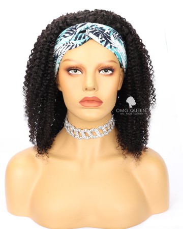 Natural Kinky Curl Headband Wig Affordable Virgin Human Hair [HBW08]