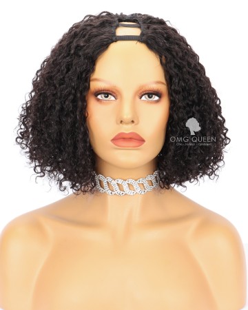 [Clearance] KINKY CURLY Bob style Human Hair U Part Wigs [CS04]