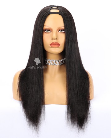 Textured Yaki Straight Human Hair U Part Wigs [UPW03]