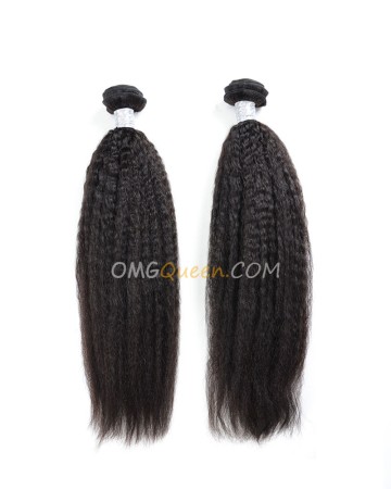 Kinky Straight 2pcs Hair Weave/Weft Natural Color Brazilian Virgin Unprocessed Hair [BHW15]