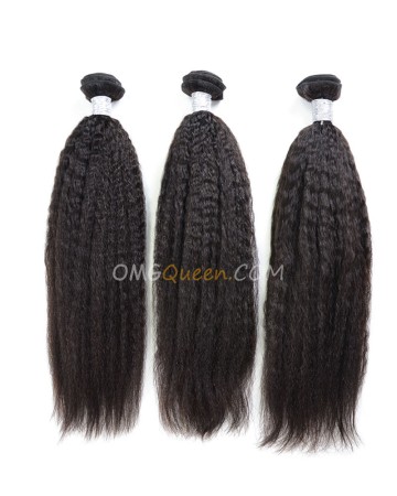 Kinky Straight 3pcs Brazilian Virgin Natural Color Hair Weave/Weft Unprocessed Hair [BHW25]