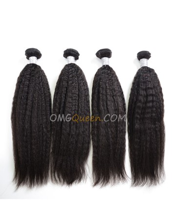 Virgin Brazilian Hair Kinky Straight Natural Color 4pcs Hair Weave/Weft Unprocessed Hair [BHW40]