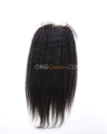 Virgin Brazilian Hair Kinky Straight 4X4inches Lace Closure Natural Color Affordable Hair [BLC10]