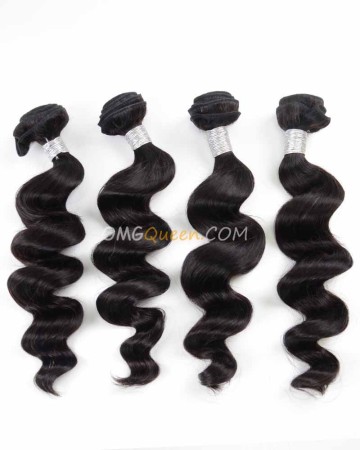 Natural Color Loose Wave Virgin Brazilian Hair 4pcs Hair Weave/Weft Unprocessed Hair [BHW33]