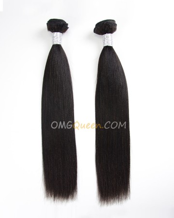 Virgin Brazilian Yaki Straight 2pcs Hair Weave/Weft Natural Color Unprocessed Hair [BHW16]
