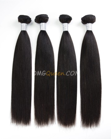 Unprocessed Hair Natural Color Yaki Straight Virgin Brazilian Hair 4pcs Hair Weave/Weft [BHW34]