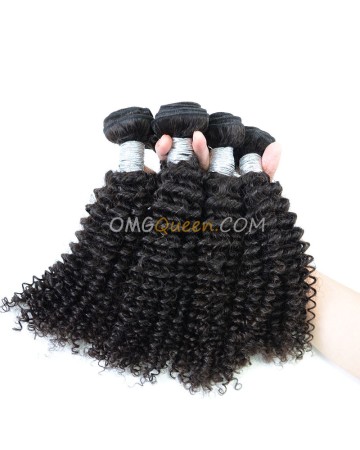 Kinky Curl Virgin Brazilian Hair Natural Color 4pcs Hair Weave/Weft Unprocessed Hair [BHW39]