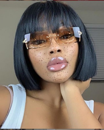 Affordable Short Straight Bob Lace Wig Glueless Air Bangs Wig Virgin Bazilian Hair [BMW32]