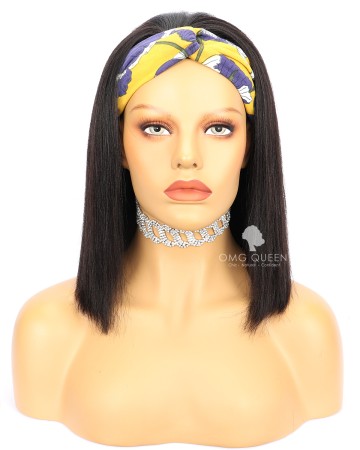 Yaki Straight Bob Wig Headband Wig Affordable Virgin Human Hair [HBW05]