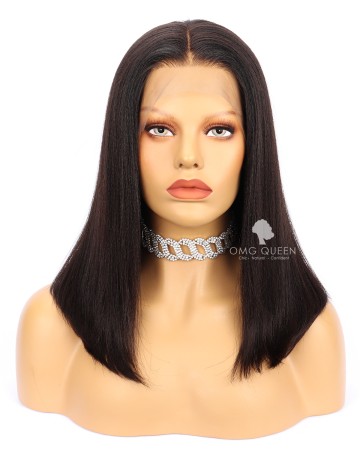 High Quality Natural Color Indian Virgin Hair Yaki Straight Bob Lace Wigs [IMW11]