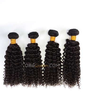 Indian Virgin Hair High Quality Curly Wave Natural Color 4pcs Hair  Weave/Weft  [IHW38]