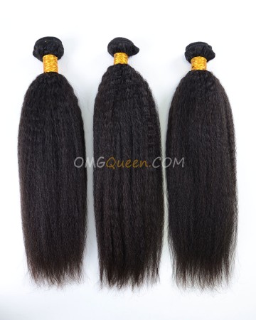 Natural Color Virgin Indian Kinky Straight 3pcs Hair Weave/Weft High Quality Hair [IHW25]