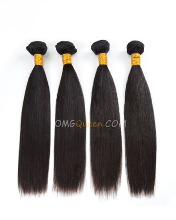 High Quality Indian Virgin Hair Yaki Straight Natural Color 4pcs Weave/Weft  [IHW35]