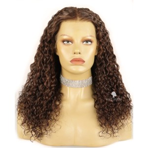 200% Thick Density 13X4in Natural Curly Brown Virgin Human Hair HD Lace Wig [TG04]