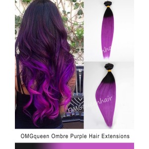 Ombre Purple Clip In Hair Extensions High Quality [ICP04]