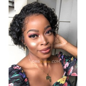 Glueless Short Pixie Cut Natural Curly Bob Lace Wig Affordable Virgin Bazilian Hair [BMW30]