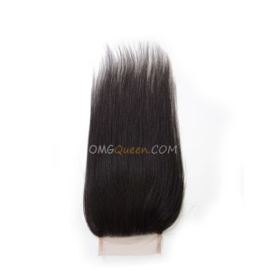 Virgin Brazilian Yaki Straight 4X4inches Lace Closure Natural Color Affordable Hair [BLC04]