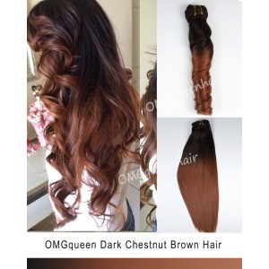 Ombre Dark Chestnut Brown Clip In Hair Extensions High Quality [ICP07]