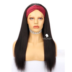 Affordable Virgin Human Hair Yaki Straight Headband Wig [HBW06]