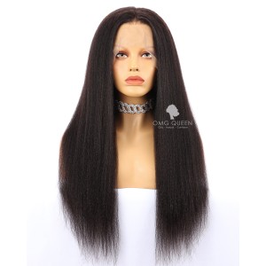 High Quality 180% Density Kinky Straight 360 Frontal Wig Malaysian Virgin Hair Affordable Wig [MTW03]